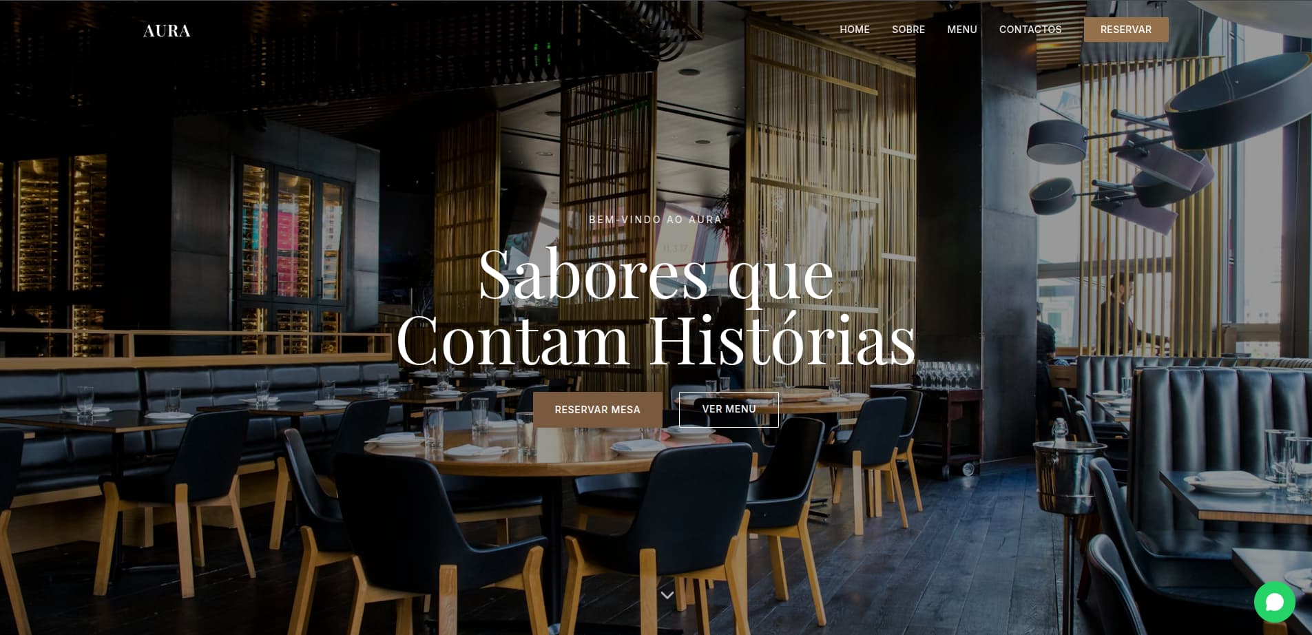 Website do Restaurante Aura em Luanda, Angola