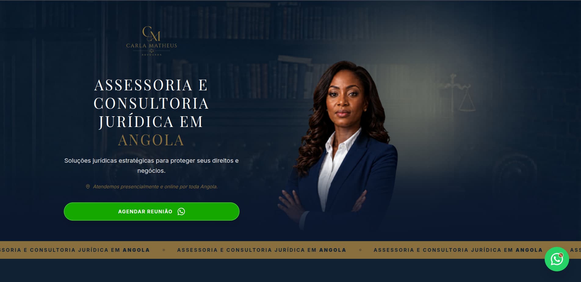 Website da Carla Mateus Adv em Luanda, Angola